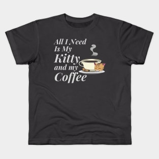 Adorable Kitty and Coffee Kids T-Shirt